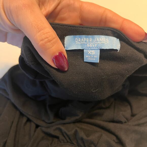 Draper James Black Jersey Knit Belted Wrap Dress Size XS - Picture 7 of 10